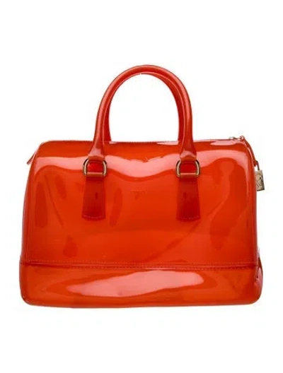 Pre-owned Furla Pvc Top Handle Bag In Orange