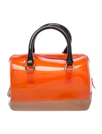 Pre-owned Furla Pvc Top Handle Bag In Orange