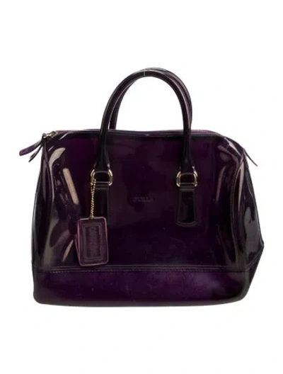 Pre-owned Furla Pvc Top Handle Bag In Purple