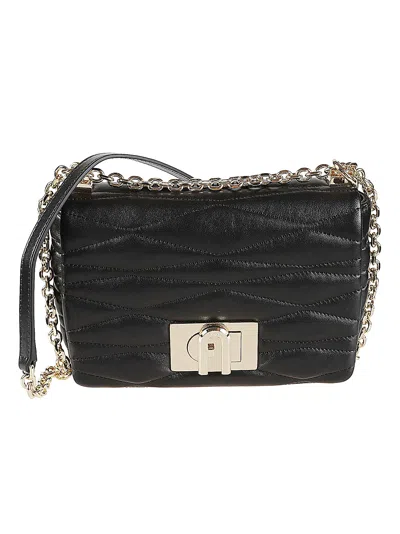 Furla Quilted Chain Strap Shoulder Bag In Black