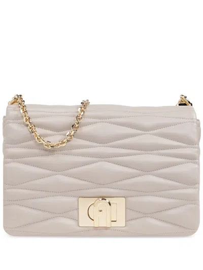 Furla Quilted Shoulder Bag In Nude
