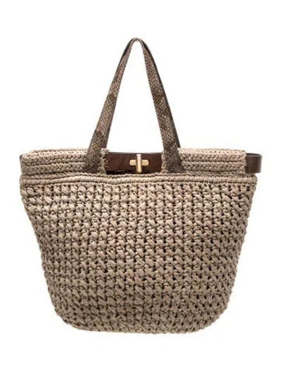 Pre-owned Furla Raffia Shoulder Bag In Neutrals