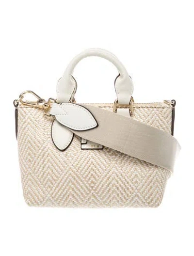 Pre-owned Furla Raffia Top Handle Bag In Neutrals