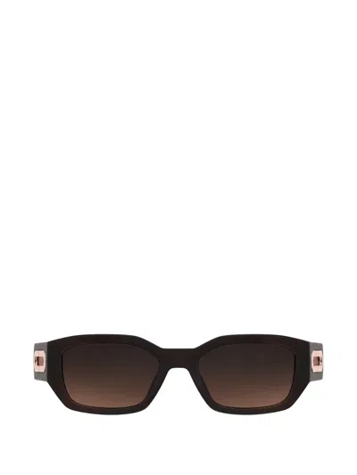 Furla Rectangle-frame Logo-plaque Sunglasses In Brown