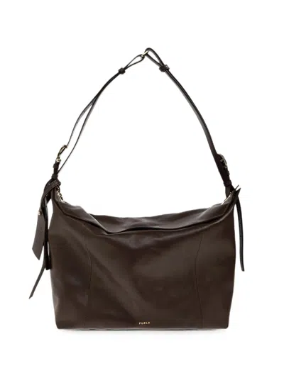 Furla Rectangular Shoulder Bag In Smooth Leather In Black