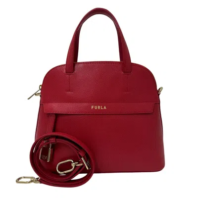 Pre-owned Furla Red Color Leather Handbag Shoulder Bag ()