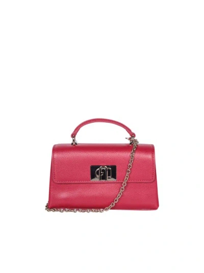 Furla Red Leather Chain Bag In Burgundy