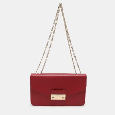Pre-owned Furla Red Leather Metropolis Chain Shoulder Bag