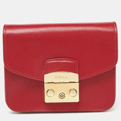 Pre-owned Furla Red Leather Mini Metropolis Crossbody Bag