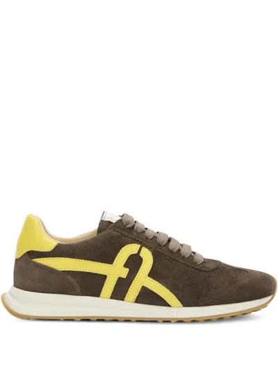 Furla Retrò Logo-detail Lace-up Sneakers In Brown