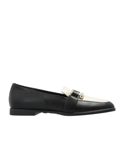 Furla Round Head Loafer Shoes In Black