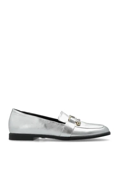 Furla Round Head Loafer Shoes In Gray