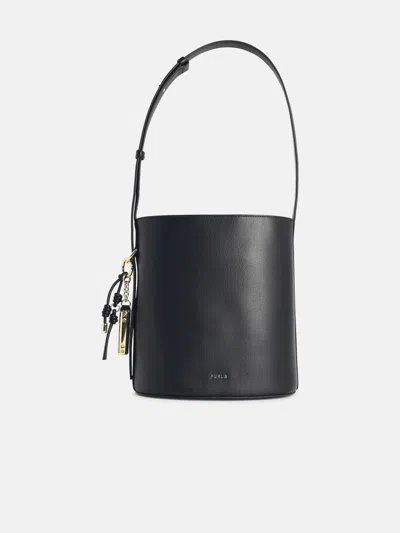 Furla Roxie' Bucket Bag In Black Leather