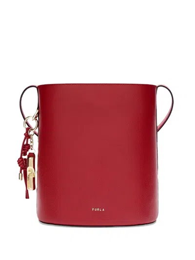 Furla Roxie Charm Printed Leather Bucket Bag In Red