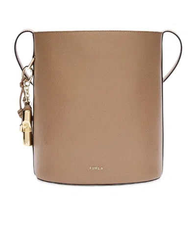 Furla Roxie S Logo Detail Bucket Bag In Brown