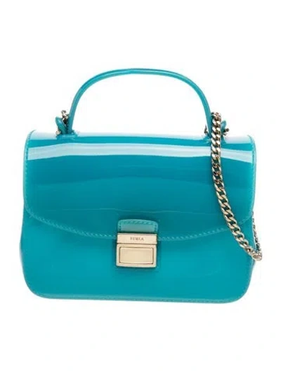 Pre-owned Furla Rubber Top Handle Bag In Blue