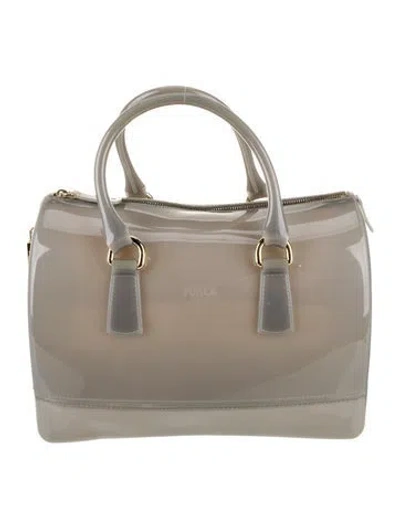Pre-owned Furla Rubber Top Handle Bag In Gray