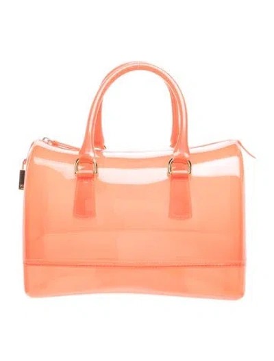 Pre-owned Furla Rubber Top Handle Bag In Multi