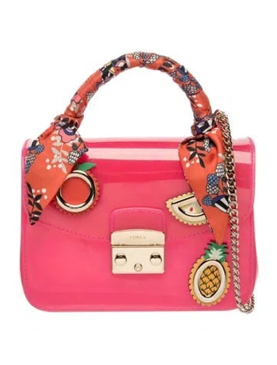 Pre-owned Furla Rubber Top Handle Bag In Pink