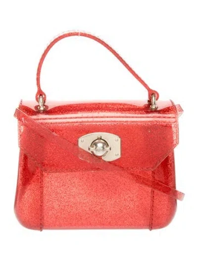 Pre-owned Furla Rubber Top Handle Bag In Red