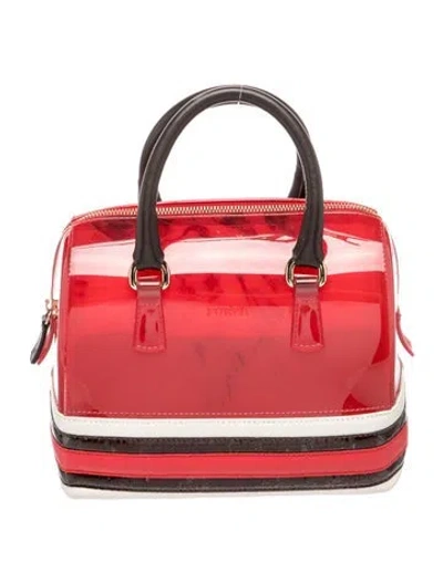 Pre-owned Furla Rubber Top Handle Bag In Red