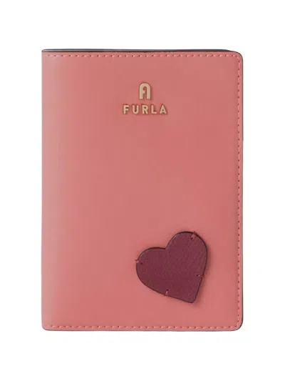 Furla S Camelia Heart-patch Passport Holder In Pink