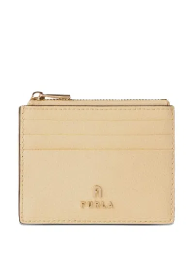 Furla Camelia Porta Carte Di Credito S Cremino Beige Pelle Stampata Donna In Neutral