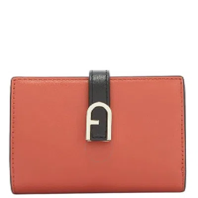 Furla Flow Leather Wallet In Orange