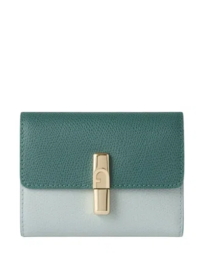 Furla S Compact Logo-plaque Wallet In Green