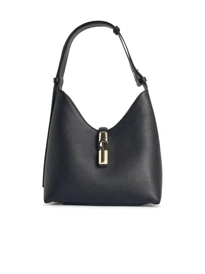 Furla S 'drop' Black Leather Shoulder Bag
