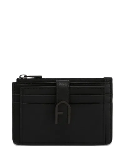 Furla S Flow Logo-plaque Card Holder In Black