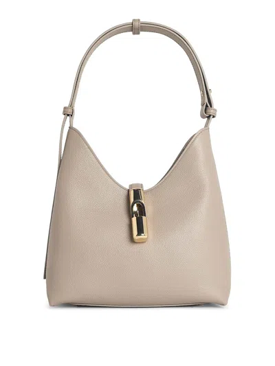 Furla S  Shoulder Bag In Linen Color Leather In Gray