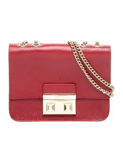 Pre-owned Furla Saffiano Leather Shoulder Bag In Burgundy