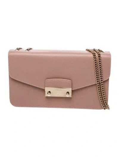 Pre-owned Furla Saffiano Leather Shoulder Bag In Pink