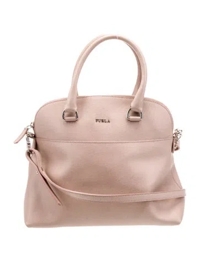 Pre-owned Furla Saffiano Leather Top Handle Bag In Neutral