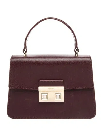 Pre-owned Furla Saffiano Leather Top Handle Bag In Purple