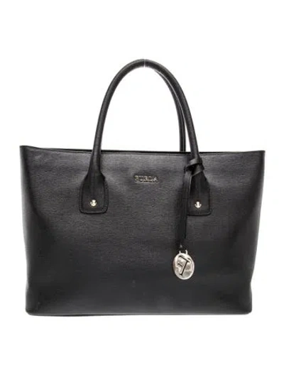 Pre-owned Furla Saffiano Leather Tote In Black