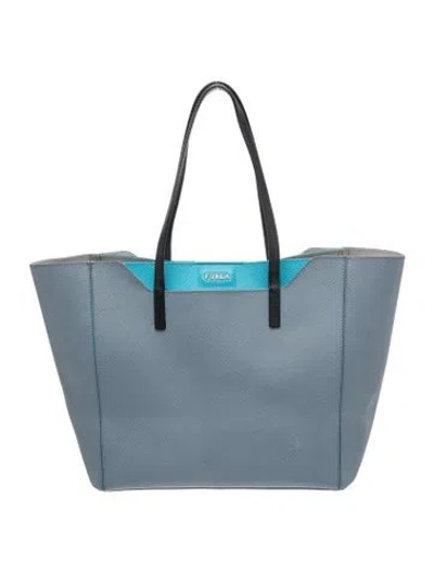 Pre-owned Furla Saffiano Leather Tote In Gray