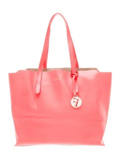 Pre-owned Furla Saffiano Leather Tote In Red