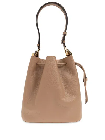 Furla Sfera S Bucket Bag In Desert Color Leather In Brown