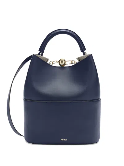 Furla Sfera Chain-detail Bucket Bag In Blue