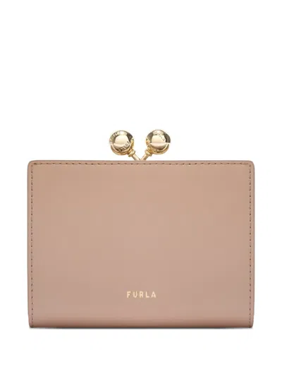 Furla Sfera Clasp Leather Coin Case In Neutral