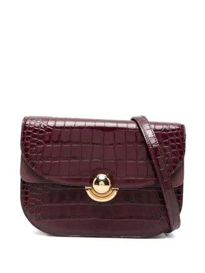 Furla Sfera Crocodile-effect Shoulder Bag In Red