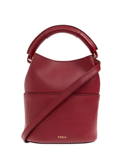 Furla Sfera Leather Bucket Bag In Red
