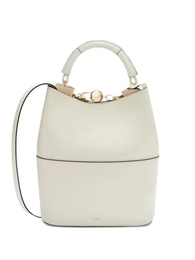 Furla Sfera Logo-buckle Bucket Bag In White