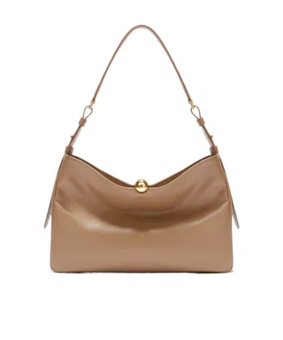 Furla Sfera Logo Debossed Medium Shoulder Bag In Brown