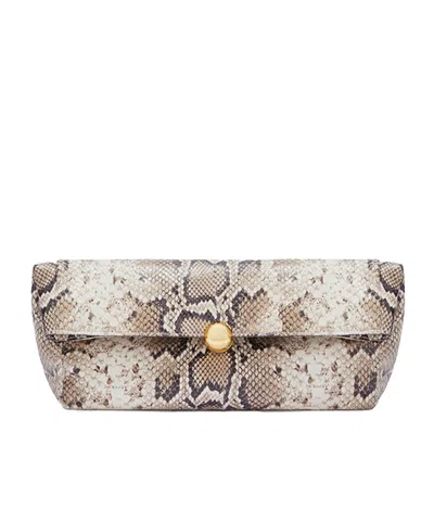 Furla Sfera Medium Embossed Clutch Bag In White