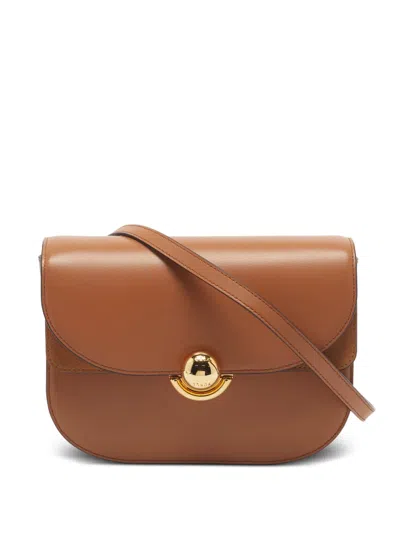 Pre-owned Furla Sfera S Leather Crossbody Bag In Brown