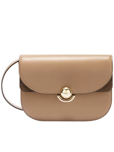 Furla Sfera S Rectangular Minimalist Black Leather Bag In Brown