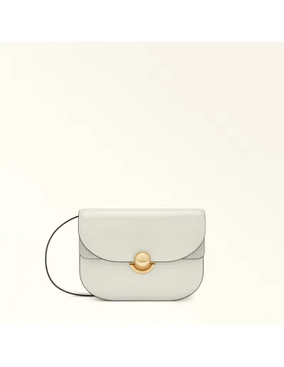 Furla Sfera S Shoulder Bag In Cream Color Leather In White